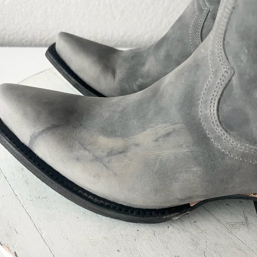 Lane EMMA JANE Womens Cowboy Boots 7.5 Gray Leather Western Cowgirl Mid Calf - Picture 5 of 13